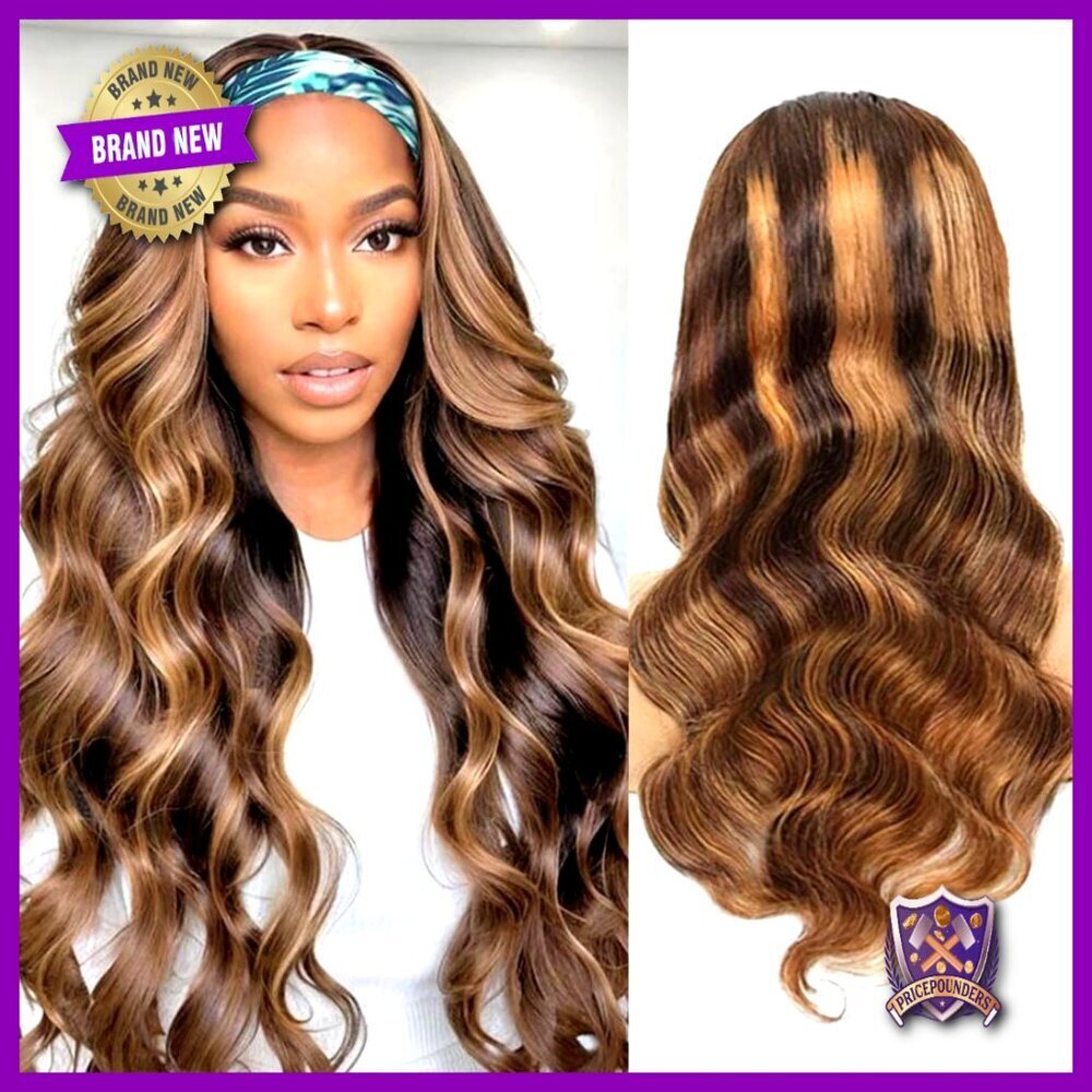 Human Hair Headband Wig Body Wave Glueless Adjustable Cap Chic Elegant